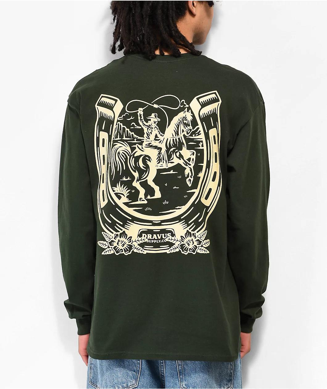 Dravus Supply Co. Dark Green Long Sleeve T-Shirt Product Image