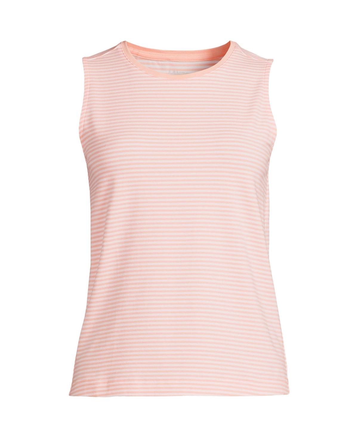 Women's Lands' End Lightweight Jersey Tank Top, Size: Large, Sweet Orange Stripe Product Image