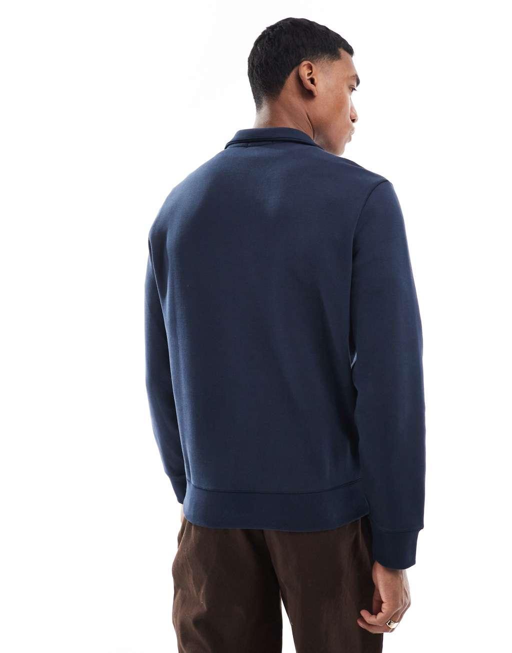 Polo Ralph Lauren icon logo double knit half zip sweatshirt in navy Product Image