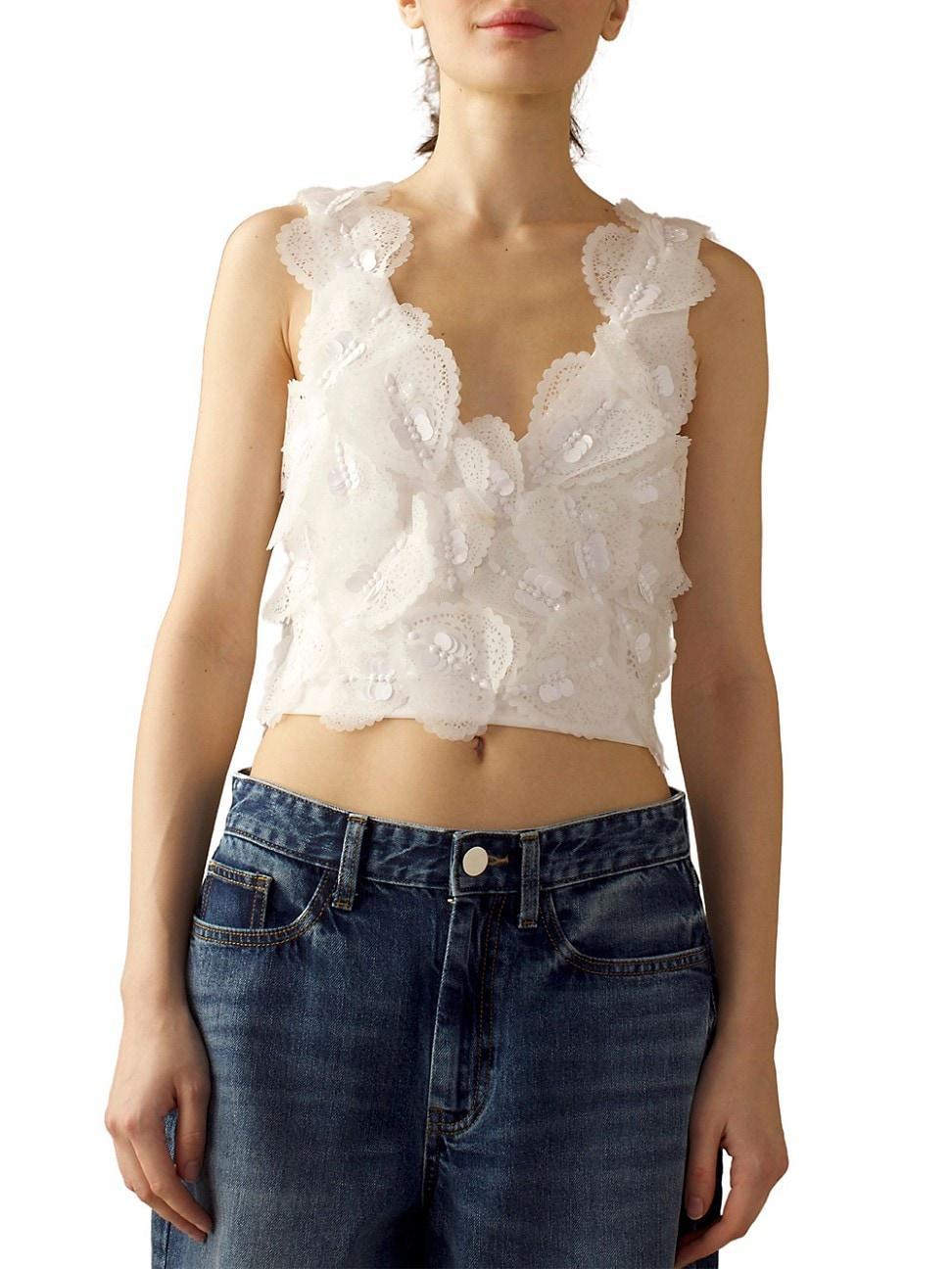 Womens Doily Organza Hearts Top Product Image