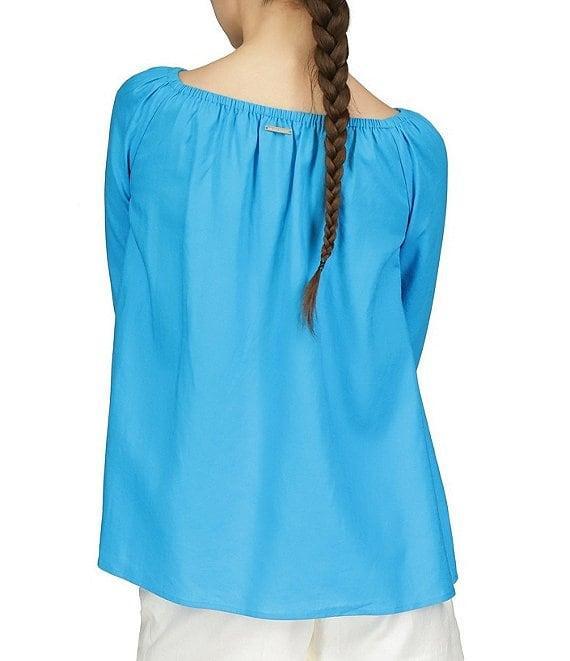 Michael Kors On/Off-The-Shoulder Long Sleeve Tie Cuff Blouse Product Image