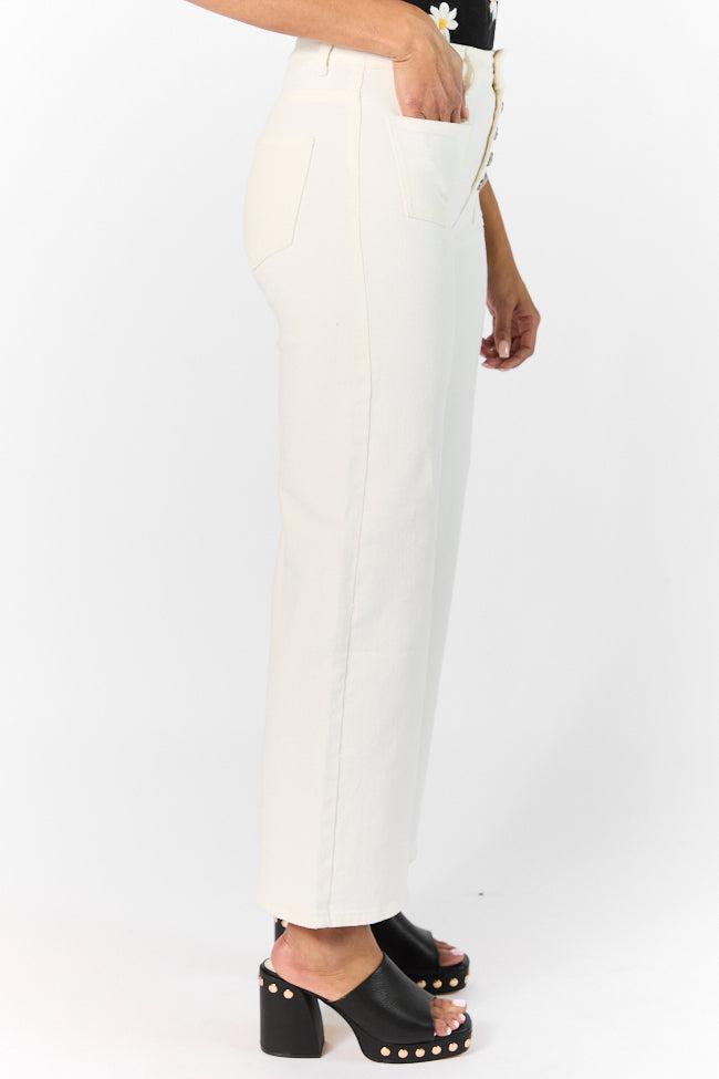 Sutton White Wide Leg Patch Pocket Jeans SALE Product Image