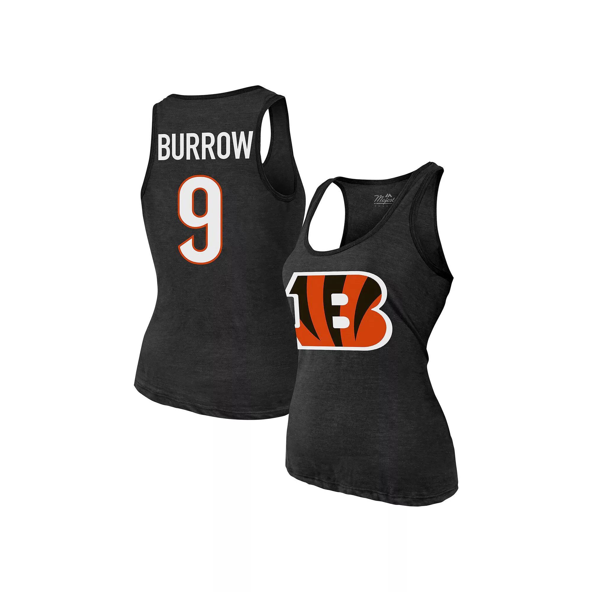 Women's Majestic Threads Joe Burrow Black Cincinnati Bengals Name & Number Tri-Blend Tank Top, Size: XL Product Image