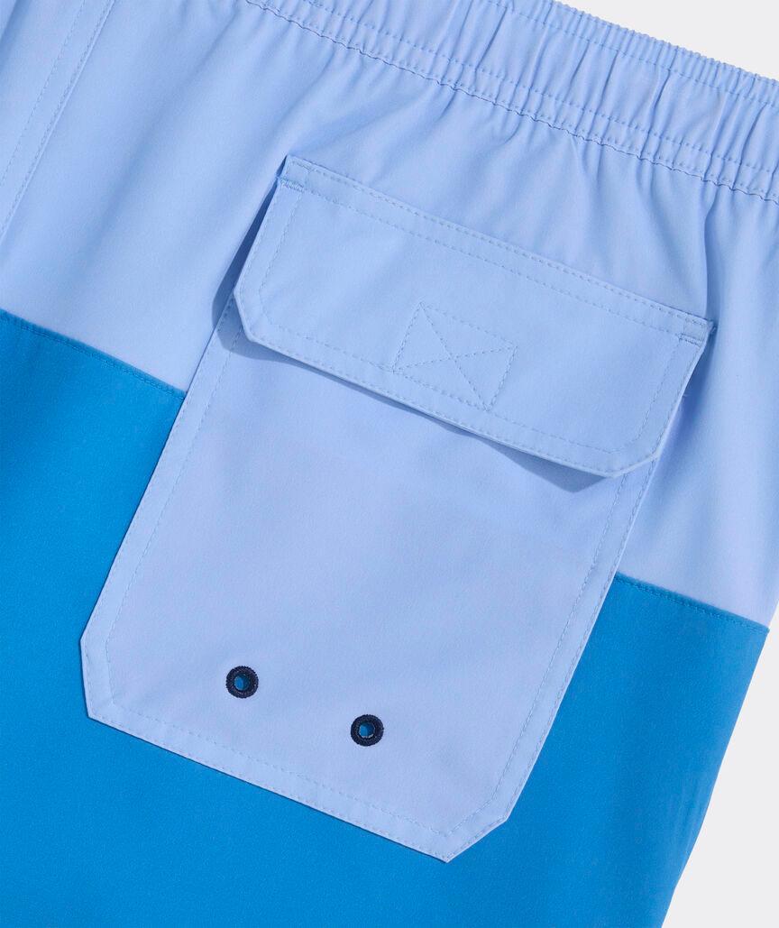 7 Inch Colorblock Piped Chappy Swim Trunks Product Image