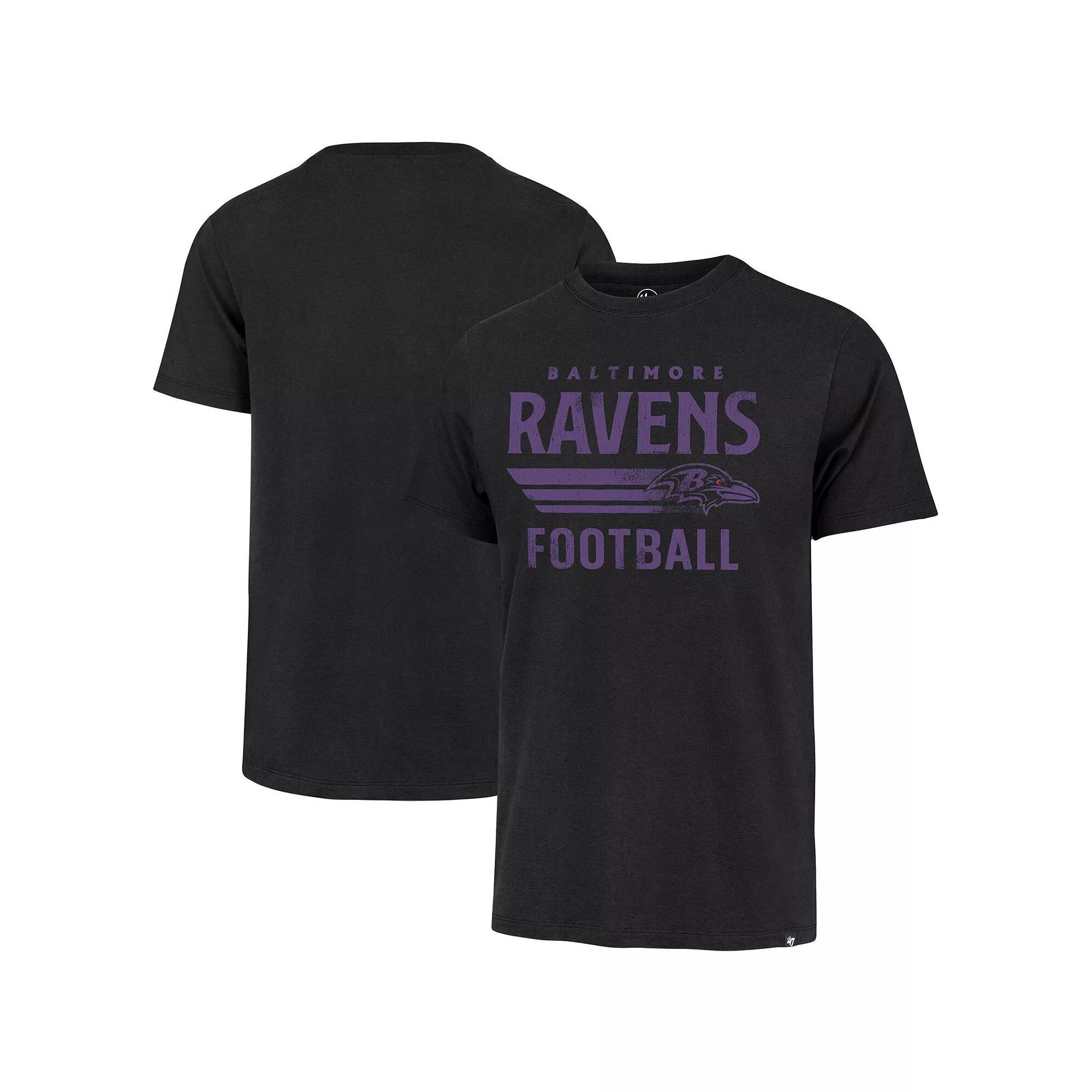 Men's '47 Black Baltimore Ravens Wordmark Rider Franklin T-Shirt, Size: Large Product Image