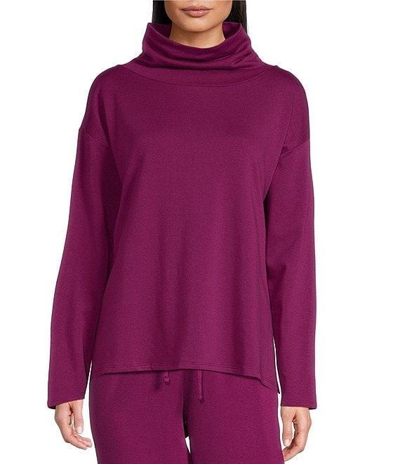 Eileen Fisher Cozy Brushed Terry Funnel Neck Long Sleeve Boxy Top Product Image