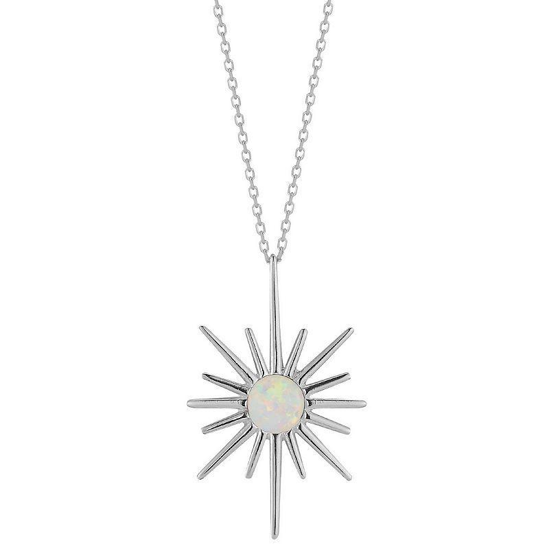 Sunkissed Sterling Simulated Opal Star Pendant Necklace, Women's, Size: 16", Gold Tone White Product Image