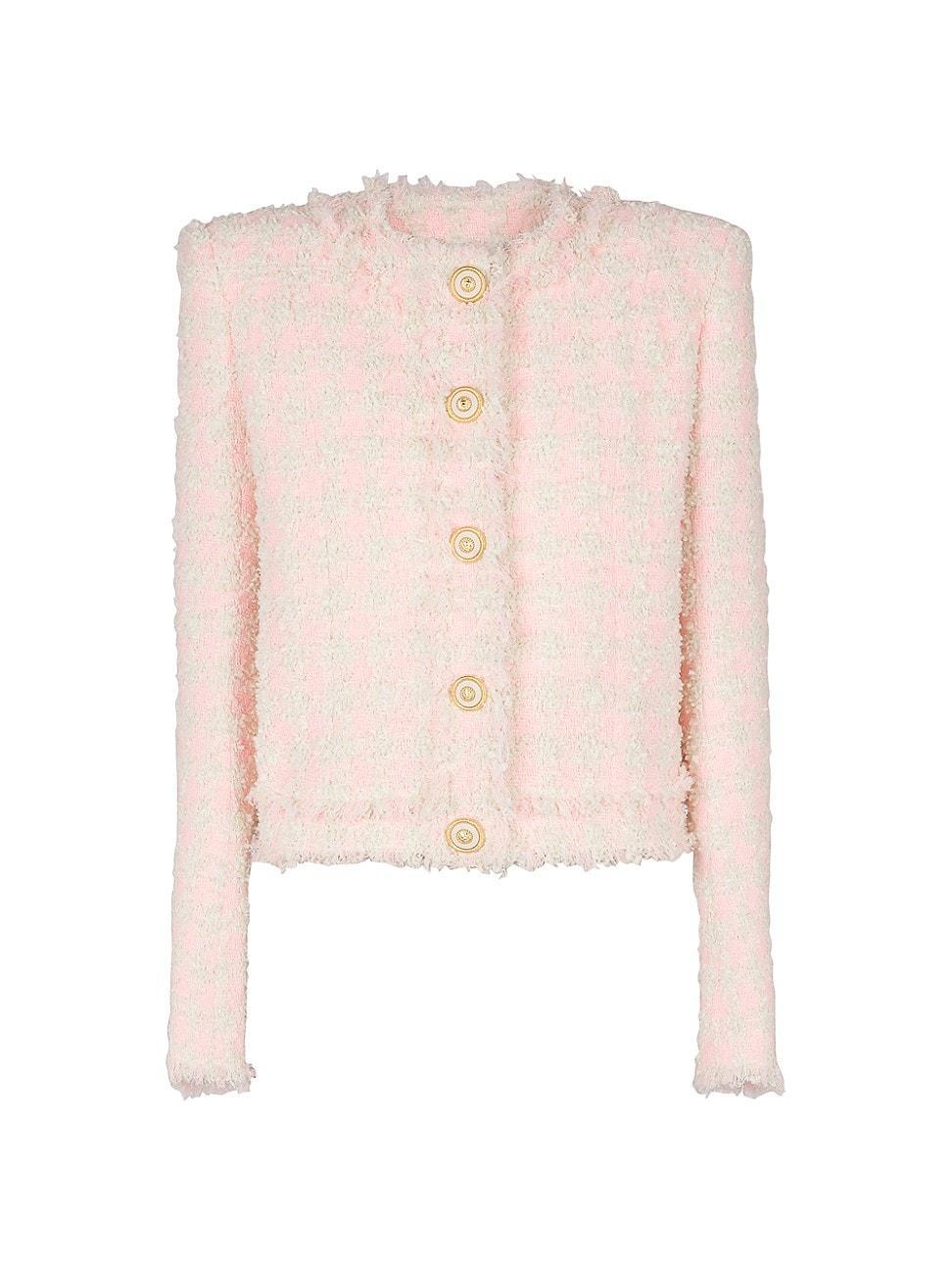Womens Collarless Tweed Jacket Product Image
