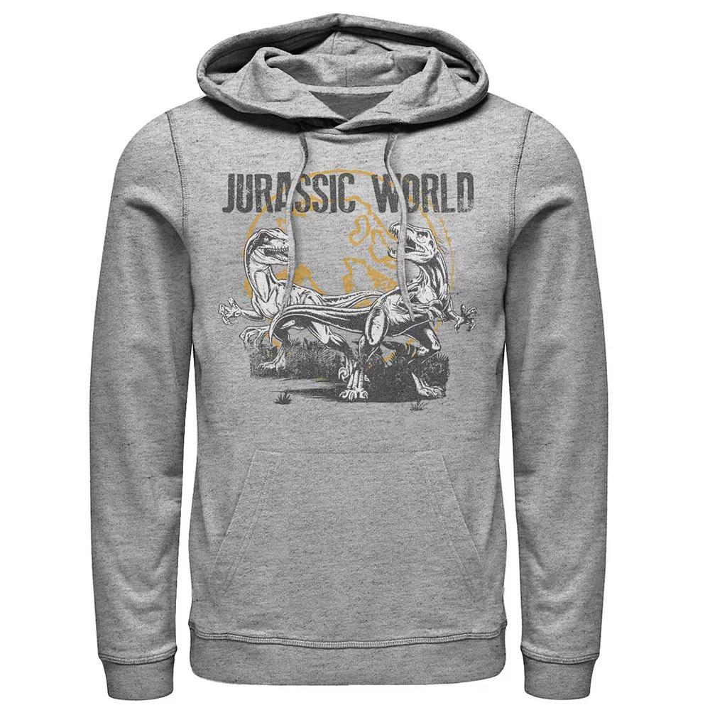 Men's Jurassic World Distressed Raptor Battle Hoodie, Size: XL, Athletic Grey Product Image
