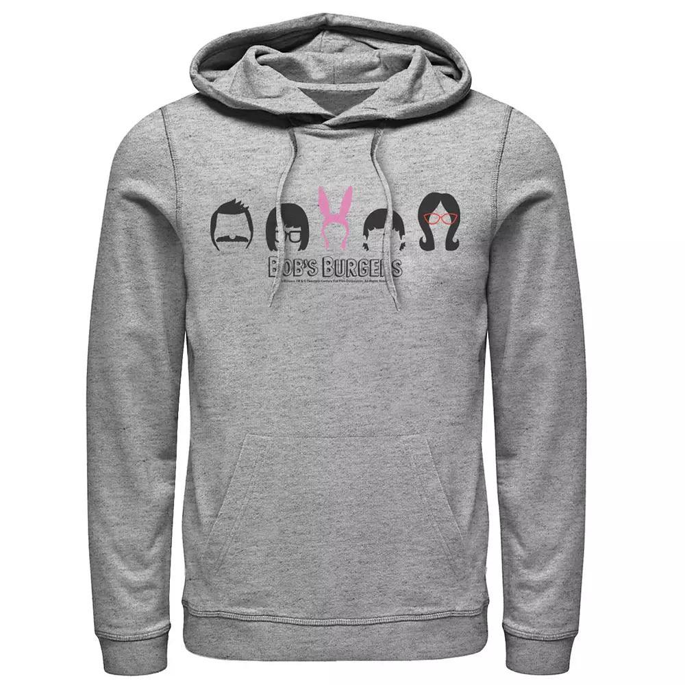 Men's Bob's Burgers Family Hair Hoodie, Size: XL, Athletic Grey Product Image