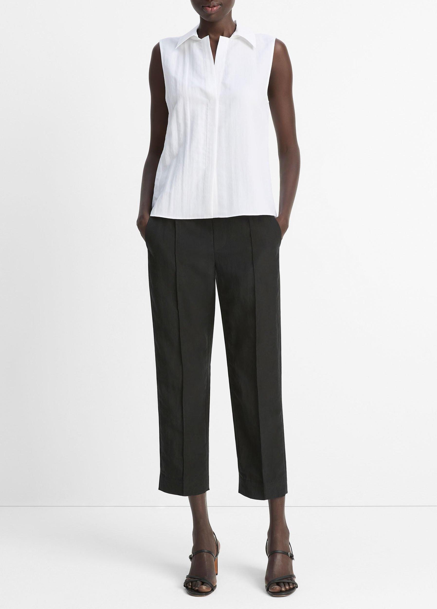 Boxy Sleeveless Button-Front Shirt Product Image