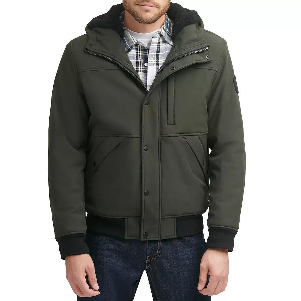 Men's Levi's® Mixed Media Hooded Bomber Jacket, Size: Medium, Green Product Image
