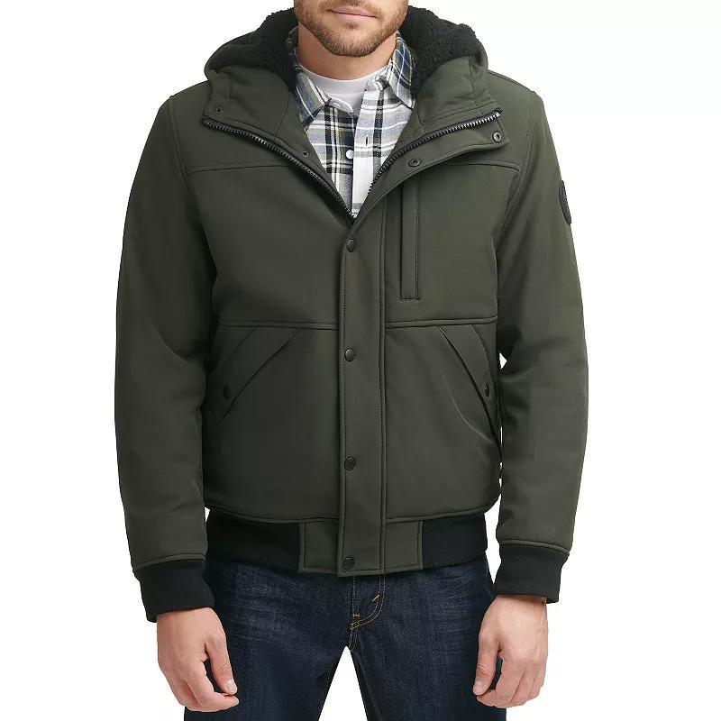 Men's Levi's® Mixed Media Hooded Bomber Jacket, Size: Medium, Green Product Image