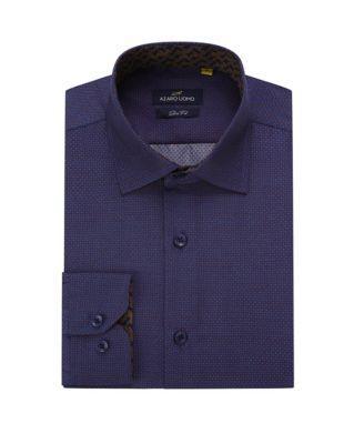 Mens Business Geometric Long Sleeve Button Down Shirt Product Image