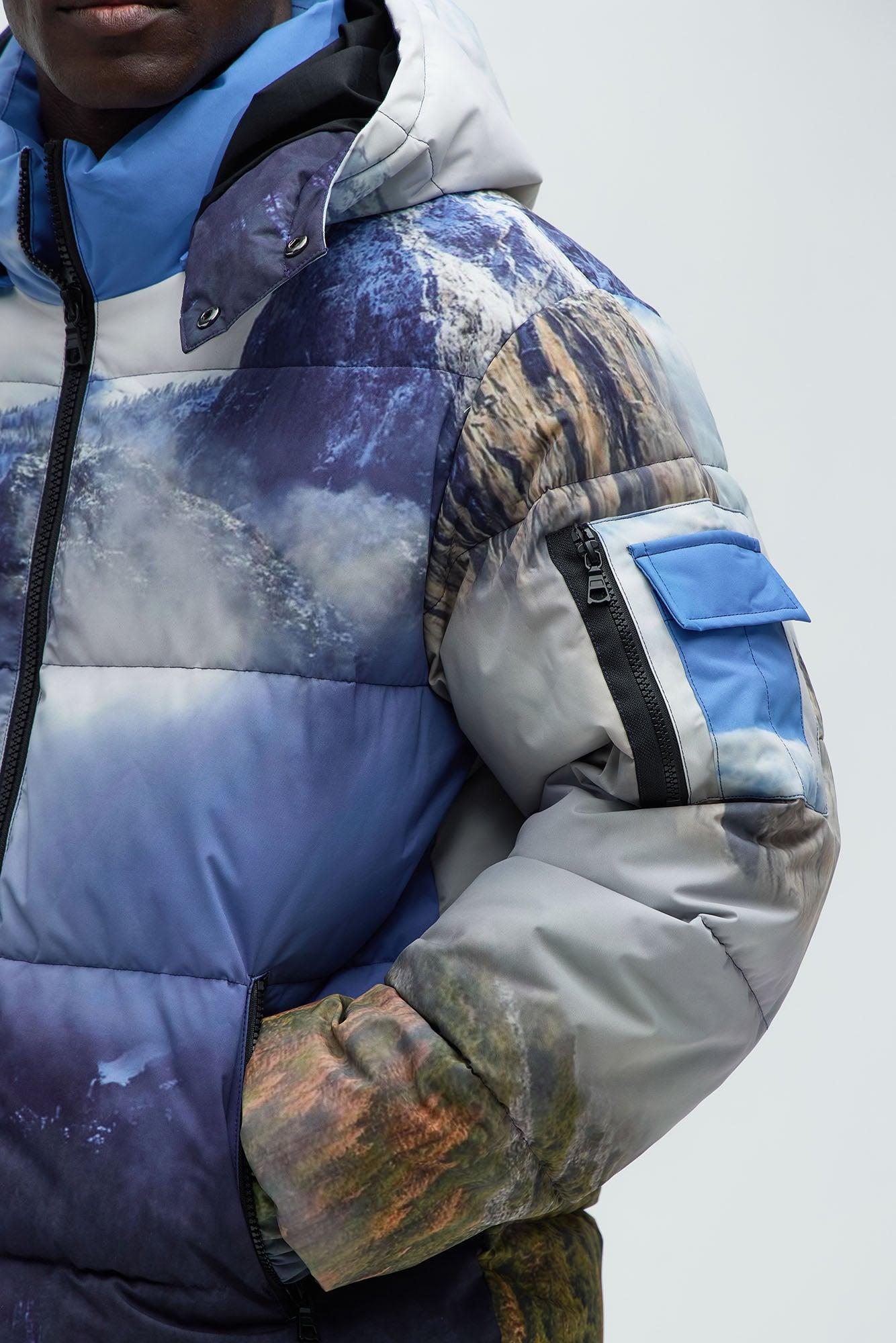 Big Sky Hooded Puffer Jacket - Blue/combo Product Image