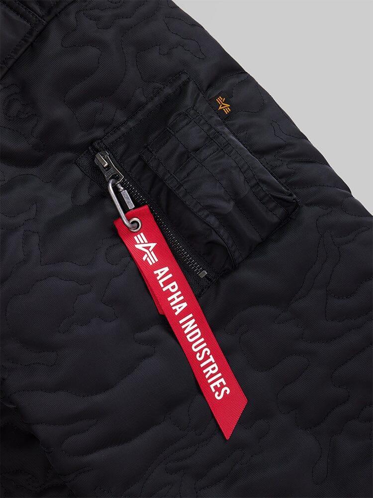 WOMEN'S CAMO QUILTED BELTED MA-1 BOMBER JACKET - BLACK / XL Product Image