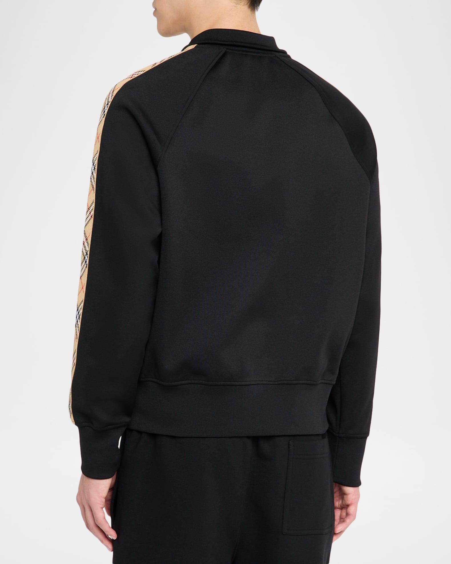 Men's Check-Trim Cotton Blend Track Jacket Product Image