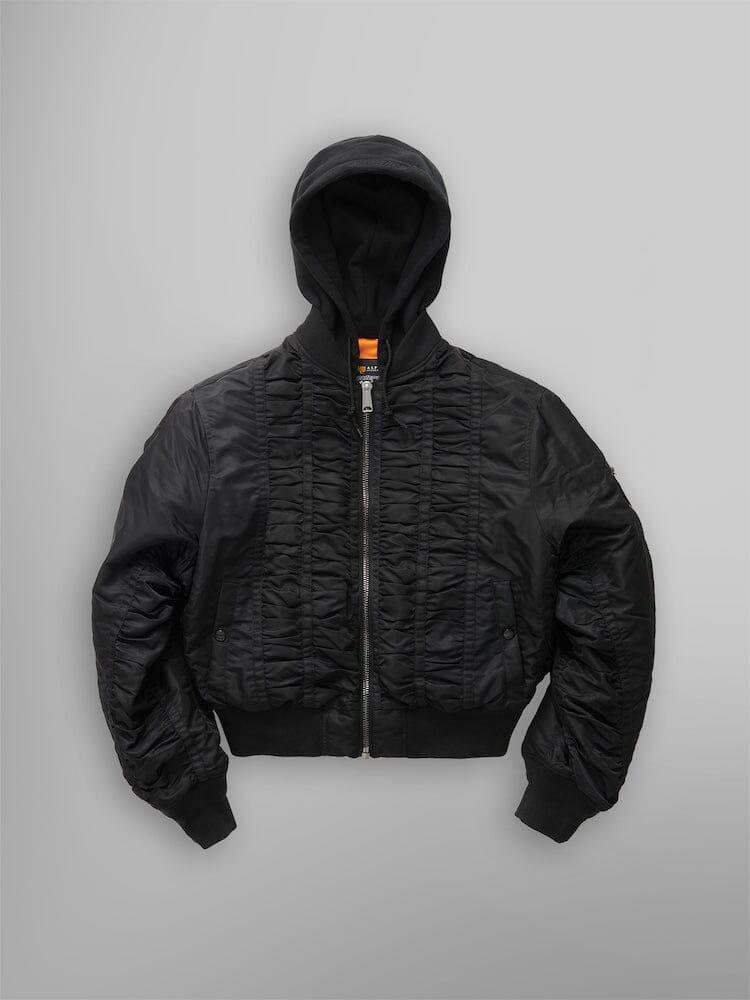 ALPHA X MADEME HOODED RUCHED MA-1 BOMBER JACKET Product Image