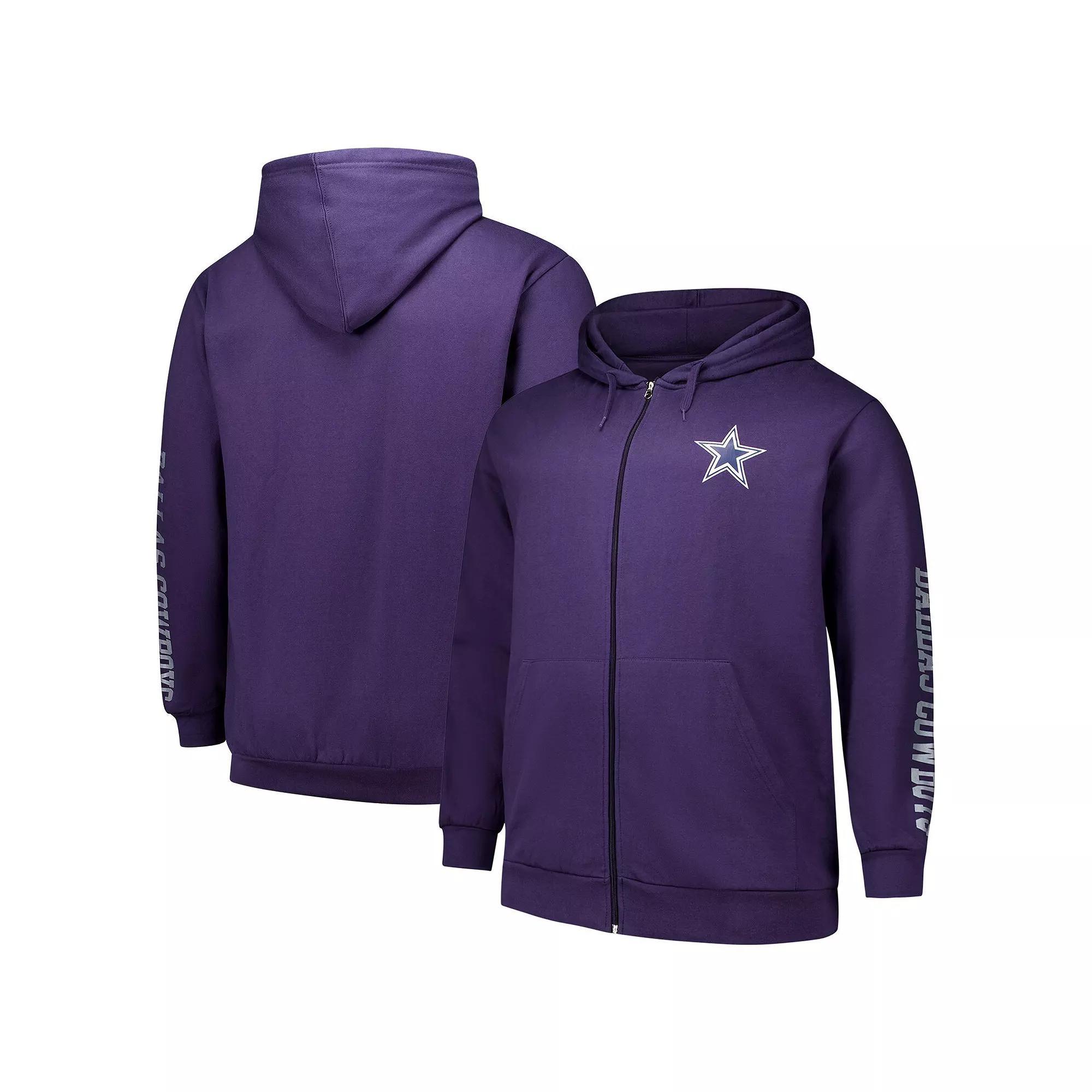 Men's Fanatics  Navy Dallas Cowboys Big & Tall Sleeve Hit Full-Zip Hoodie, Size: 5XB, Blue Product Image
