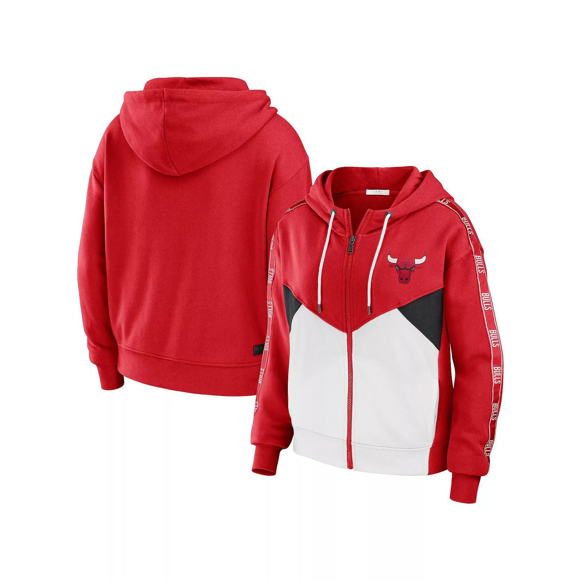 Womens WEAR by Erin Andrews Chicago Bulls Color-Block Full-Zip Hoodie Product Image
