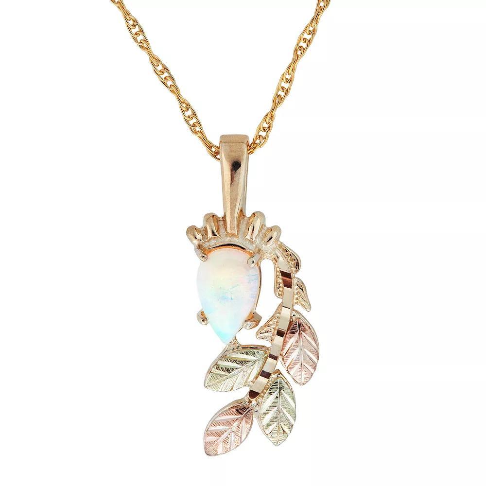 Black Hills Gold Tri-Tone Lab-Created Opal Pendant Necklace, Women's, Size: 18", White Product Image