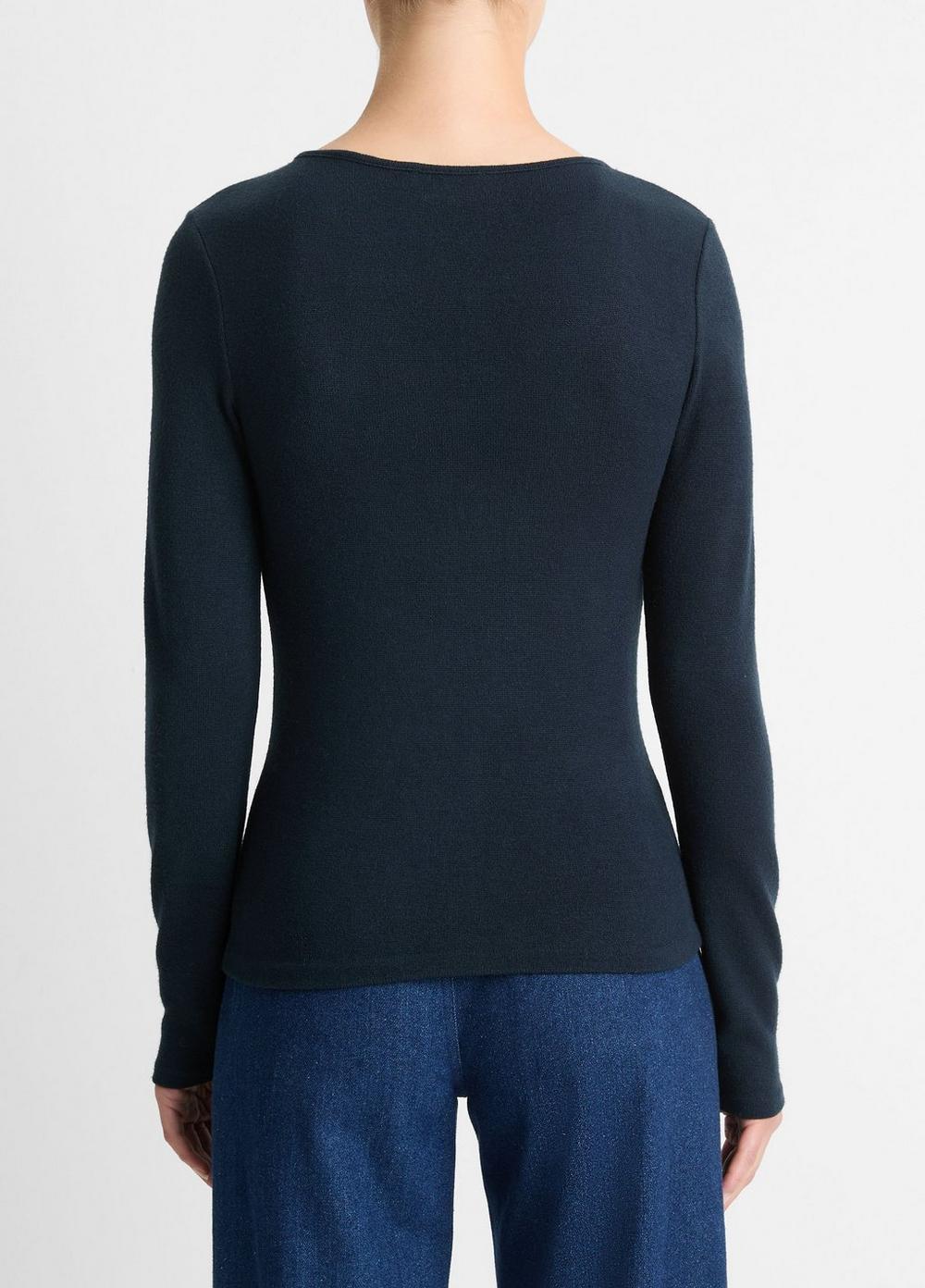 Womens Cozy Long-Sleeve V-Neck Top, Heather Aqua Mineral, Size S Vince Product Image