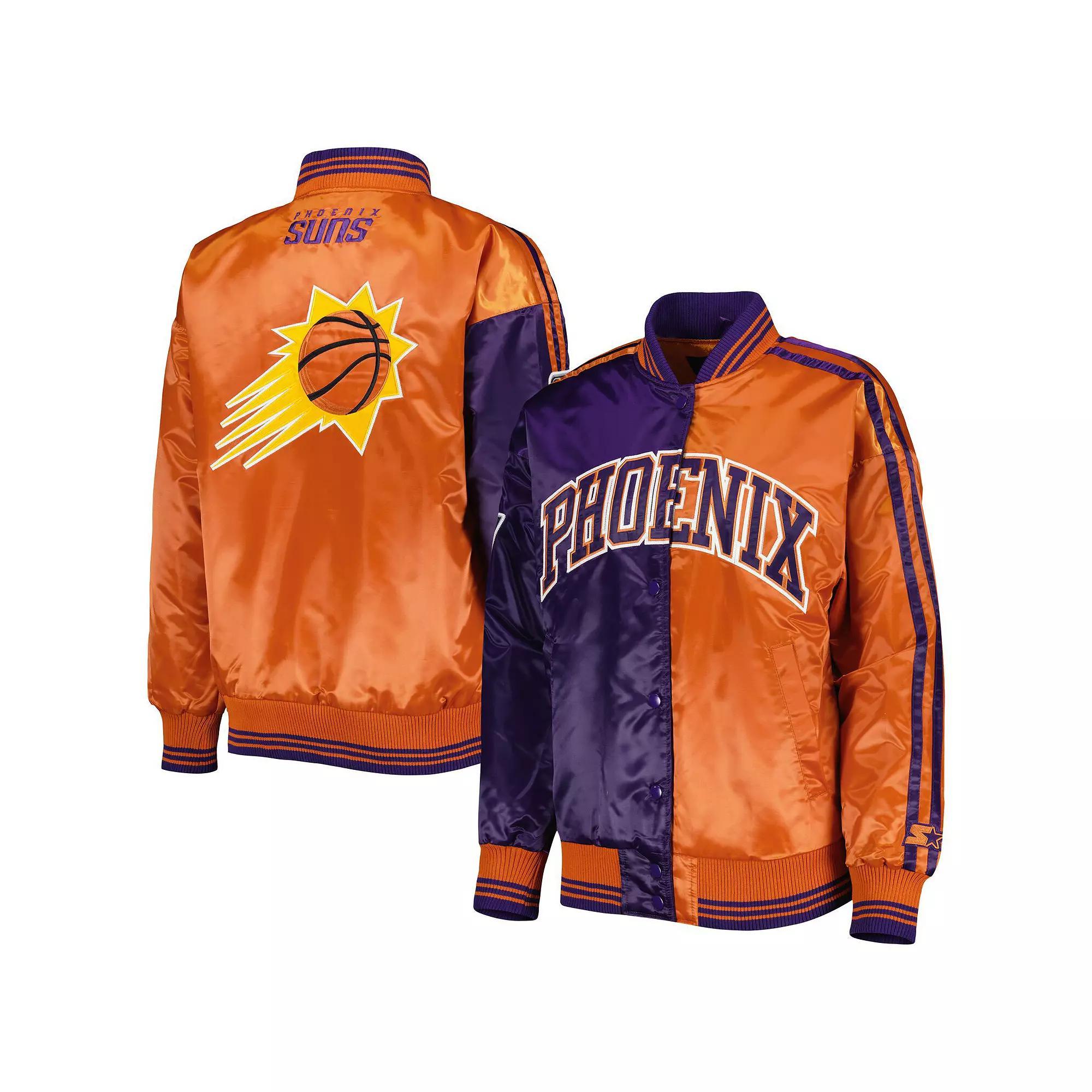 Women's Starter Purple/Orange Phoenix Suns Split Colorblock Satin Full-Snap Varsity Jacket, Size: Large, Phx Purple Product Image
