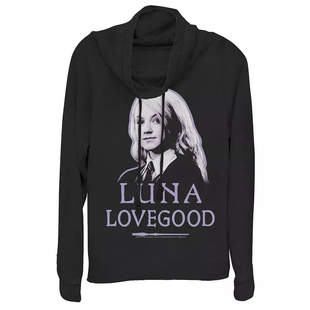 Juniors' Harry Potter Luna Lovegood Graphic Cowlneck Graphic Lightweight Long Sleeve, Girl's, Size: 3XL, Black Product Image