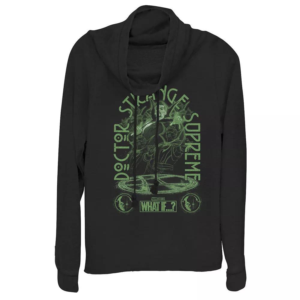 Juniors' Marvel What If Doctor Strange Supreme Logo Cowlneck Graphic Lightweight Long Sleeve, Girl's, Size: Medium, Black Product Image