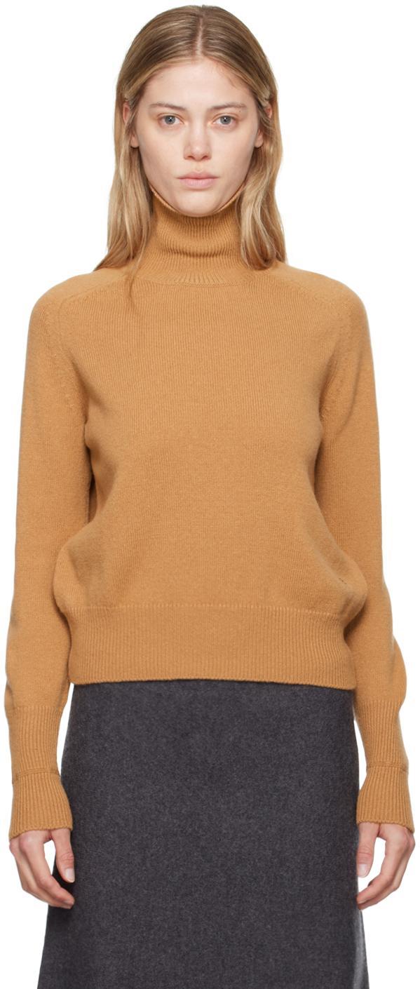 VICTORIA BECKHAM Turtleneck Wool Sweater In Tobacco Product Image