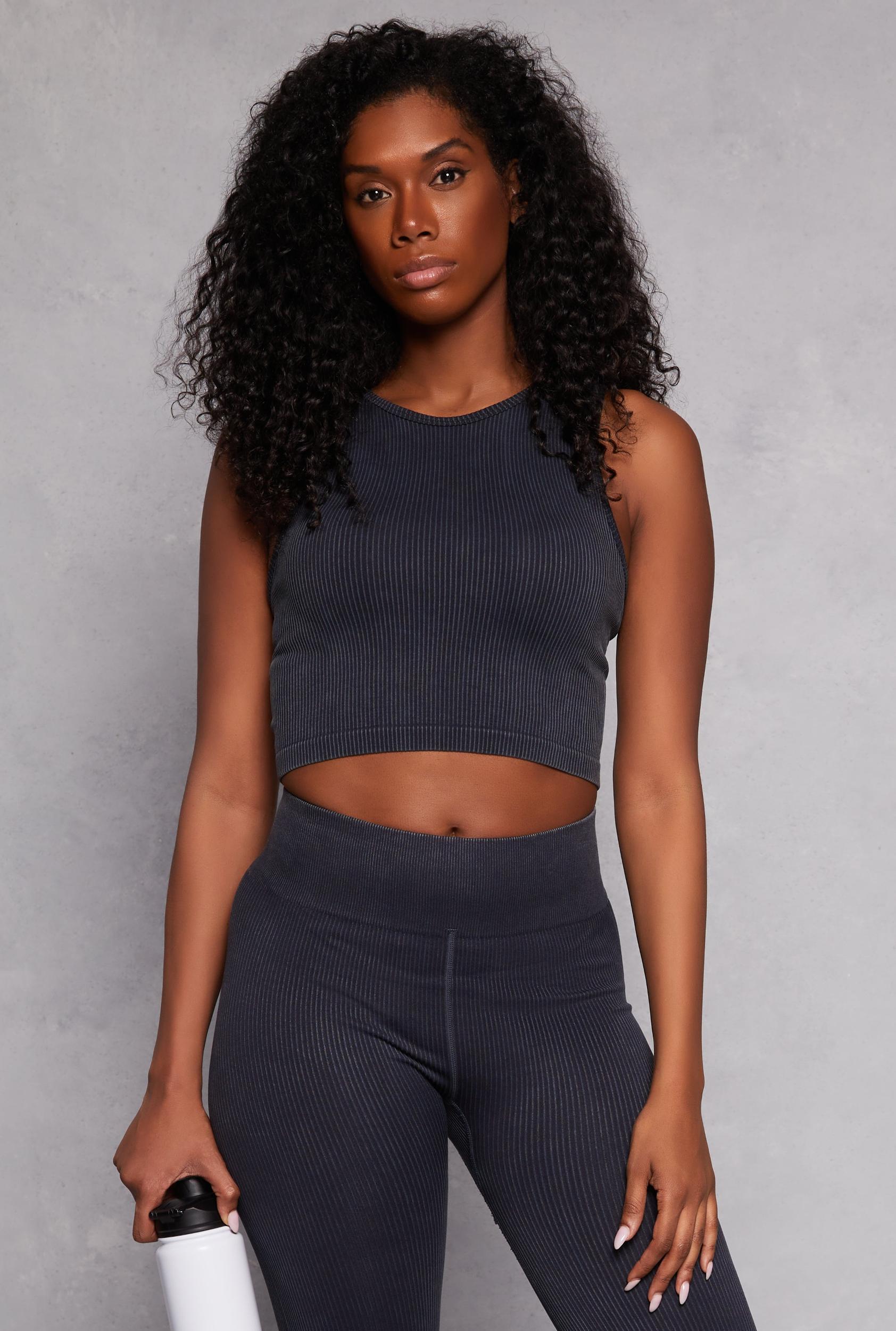 Womens Seamless Ribbed Knit Cropped Tank Top Product Image