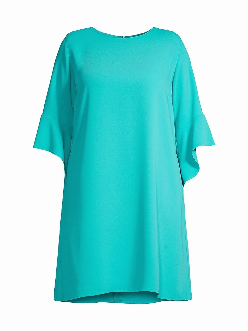 Caroline Rose Plus Size Julia Matte Crepe Round Neck 34 Ruffle Sleeve Shift Dress Product Image