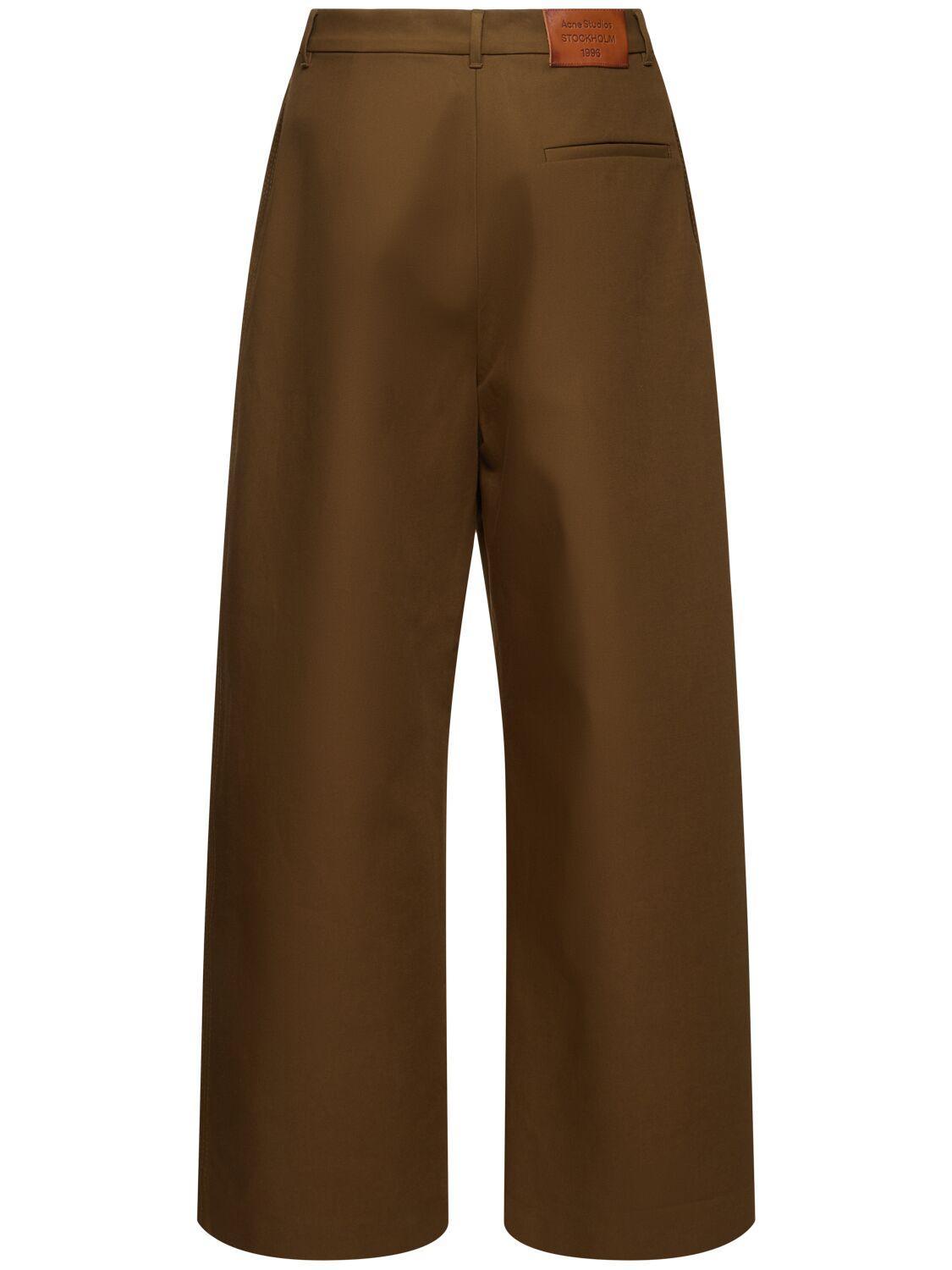 ACNE STUDIOS Plass Double Cotton Twill Pants In Olive Green Product Image