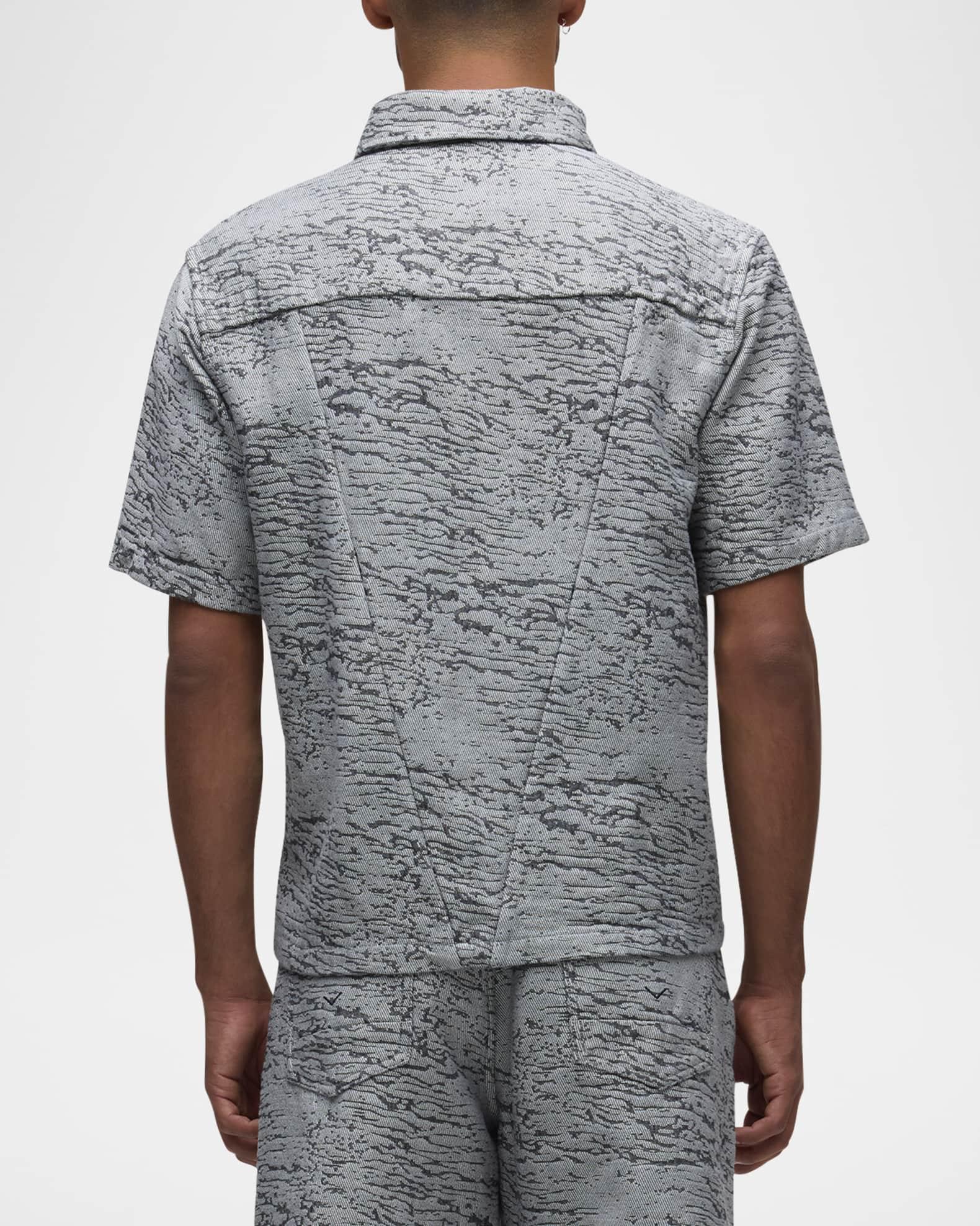 Mens Cotton Jacquard Crop Button-Front Shirt Product Image