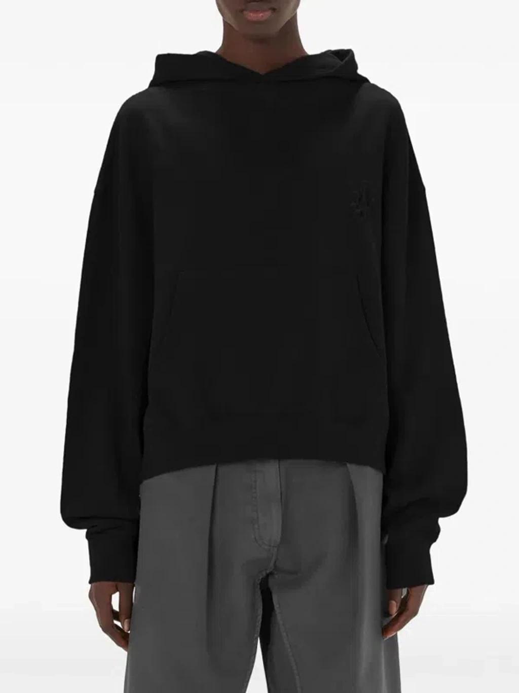 JW ANDERSON Logo-embroidered Organic Cotton Hoodie In Black   Product Image