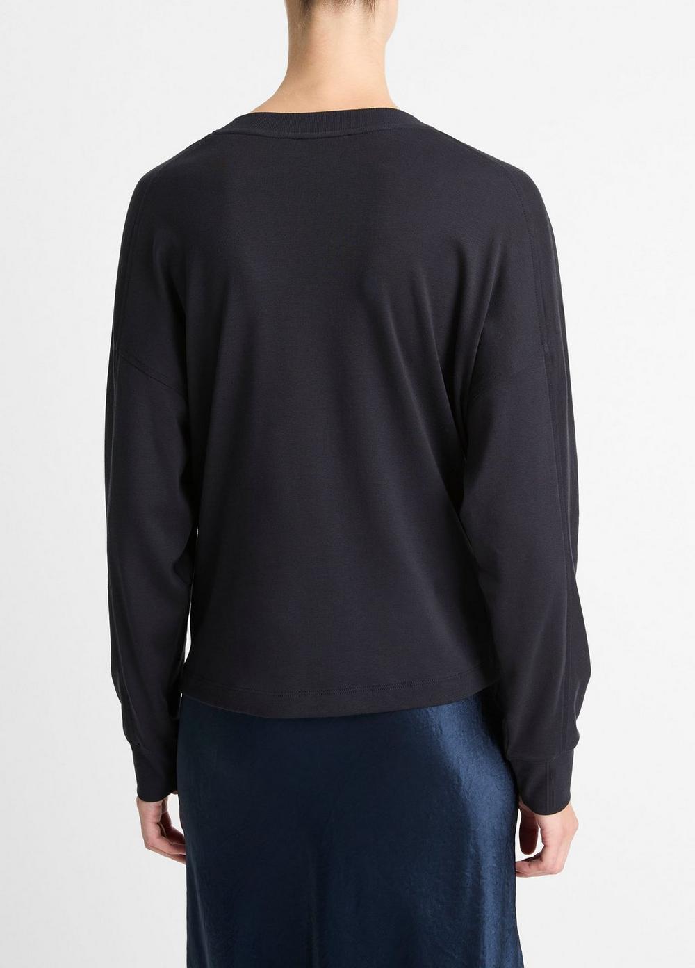 Womens Pima Cotton Relaxed Long-Sleeve T-Shirt, Coastal Blue, Size S Vince Product Image