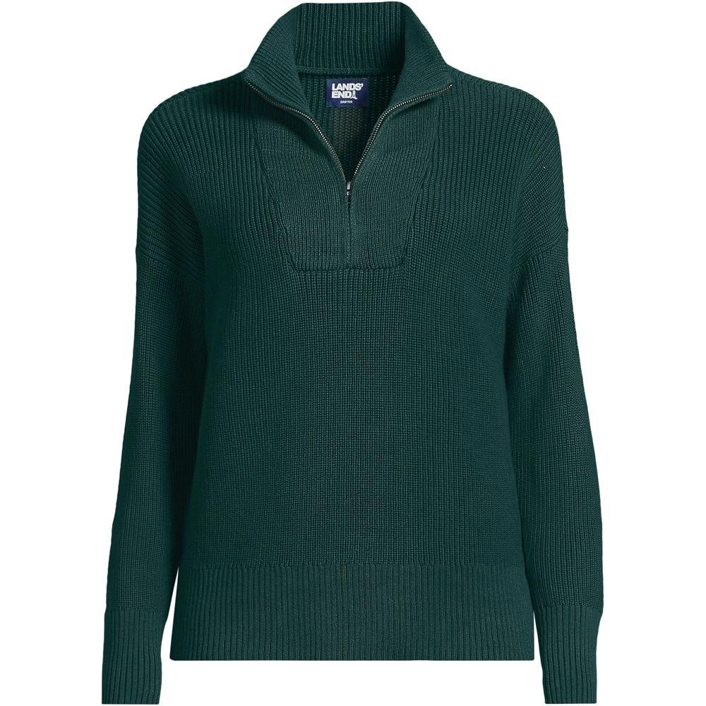 Petite Lands' End Drifter Quarter-Zip Pullover Sweater, Women's, Size: Large Petite, Ivory Navy Stripe Product Image