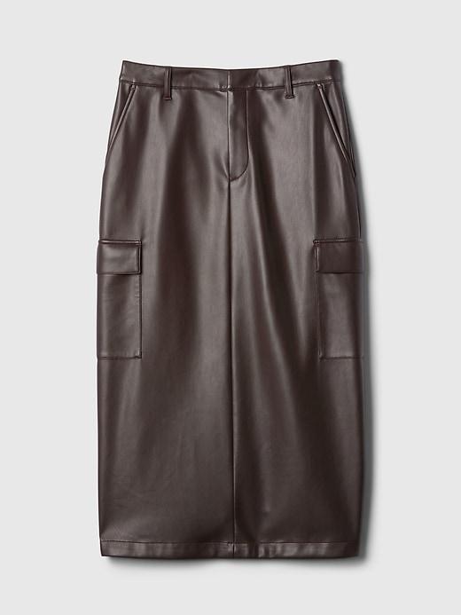 Vegan Leather Cargo Midi Skirt Product Image