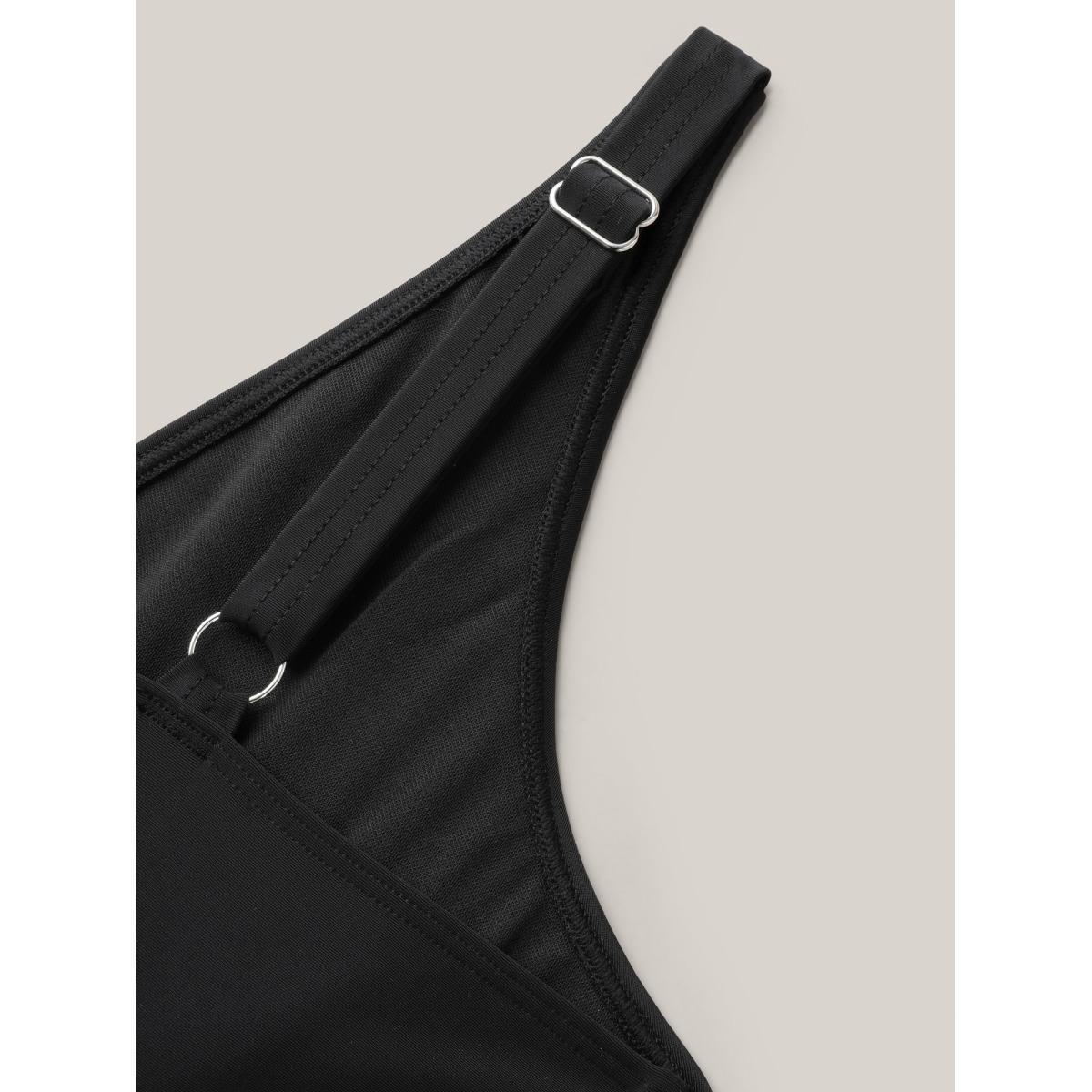 Plus Size Embroidered V-Neck Swim Dress Women's Swimwear Black Beach Bodycon V-neck High stretch Curve Swim Dresses BloomChic 12/L Product Image