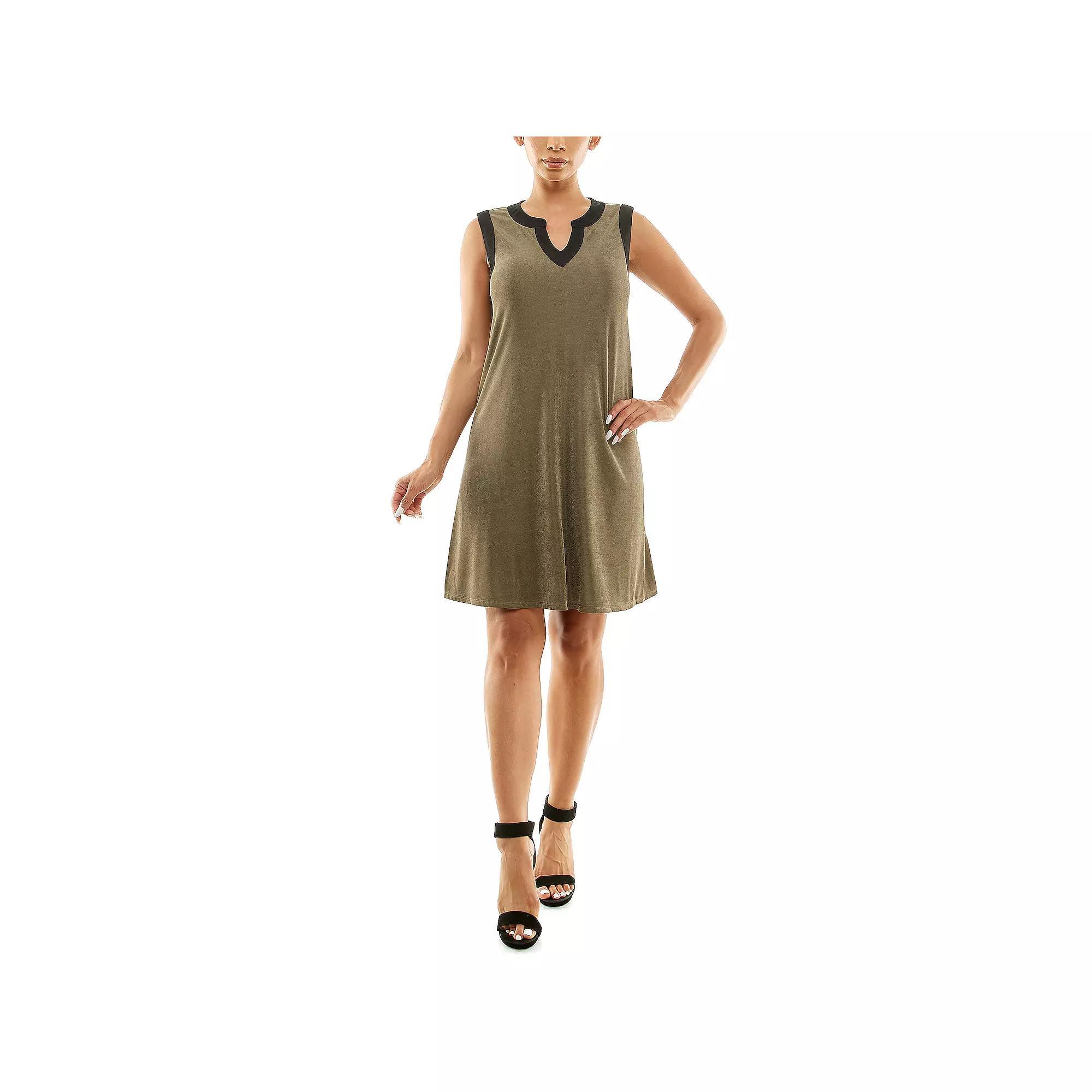 Women's Nina Leonard Mandarin Collar Dress, Size: Large, Black Shell Product Image