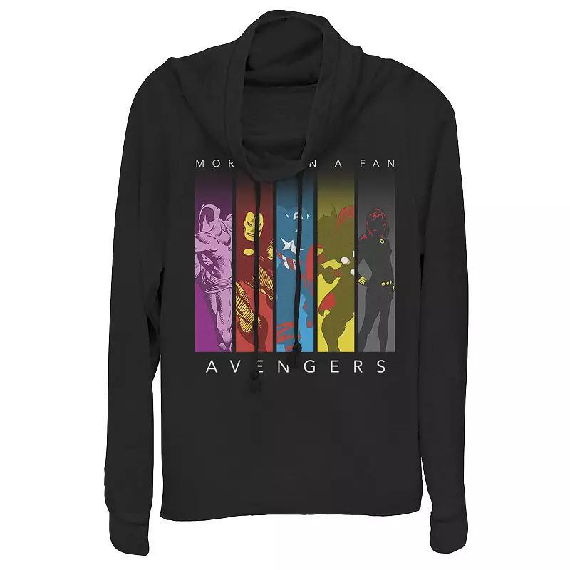 Juniors' Marvel Avengers Endgame Avenger Hero Symbol Colorful Mashup Cowlneck Graphic Lightweight Long Sleeve, Girl's, Size: XS, Black Product Image