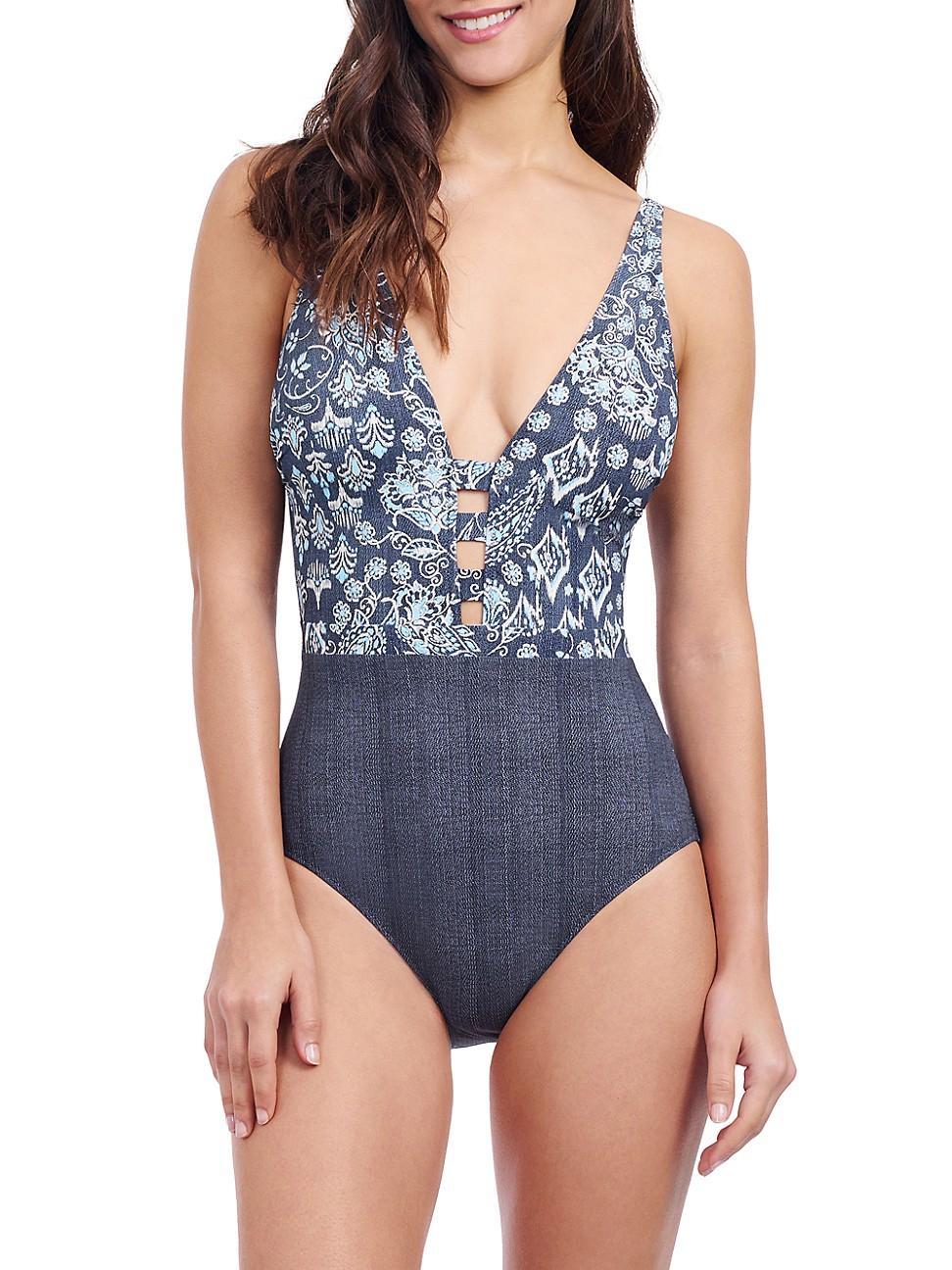 Womens Flores Halterneck One-Piece Swimsuit Product Image