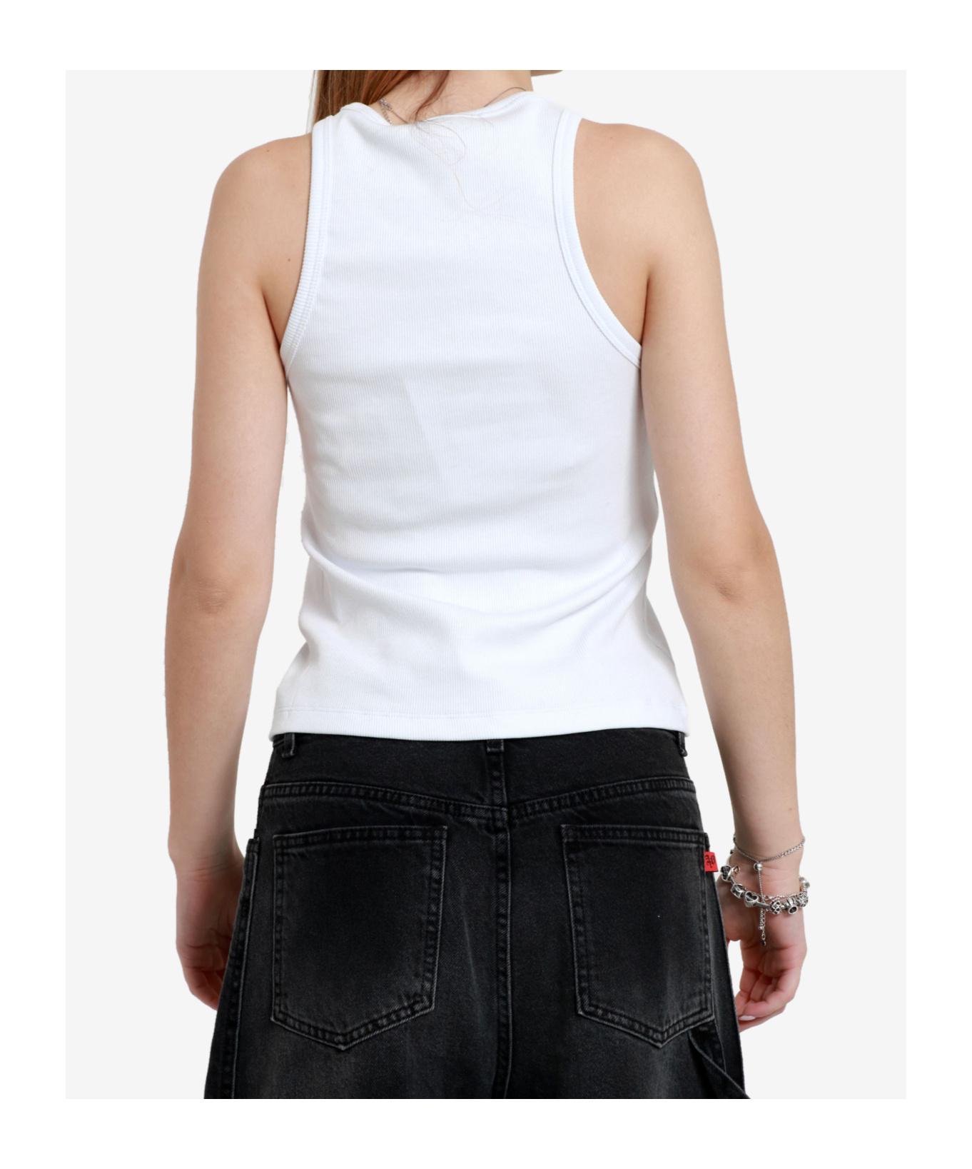 MSGM Cotton Jersey Logo Tank Top In White Product Image