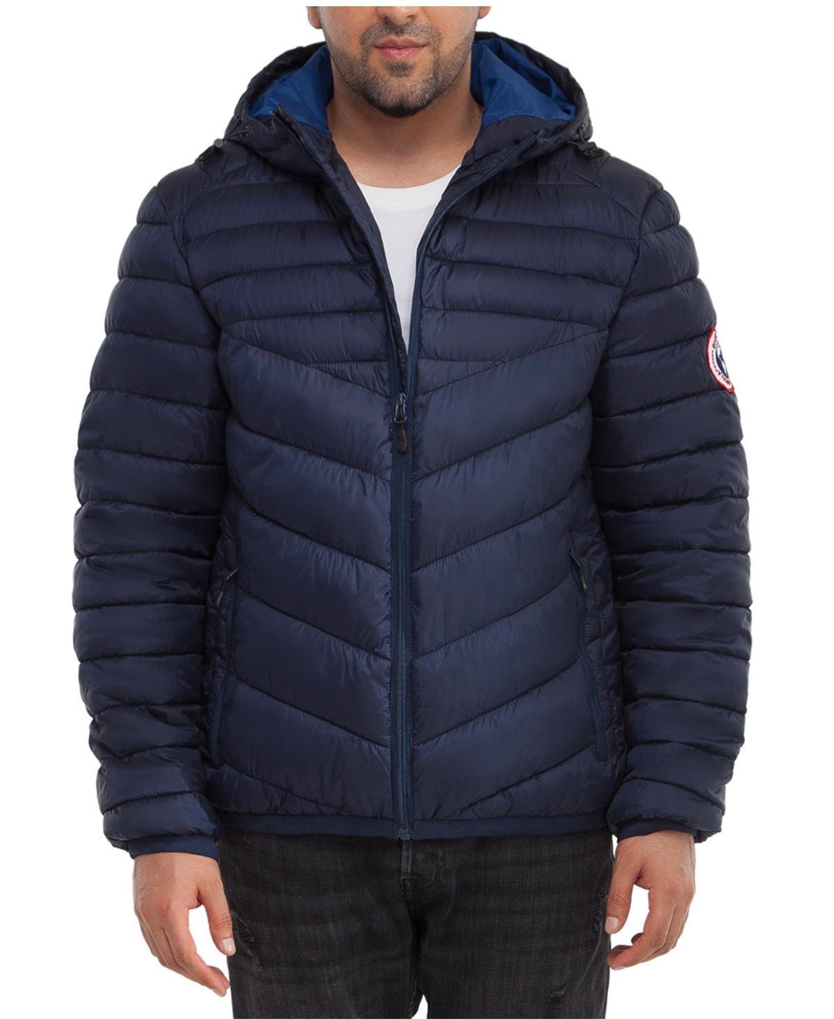 Men's Rokka&Rolla Lightweight Hooded Puffer Jacket, Size: XL, Black Green Product Image