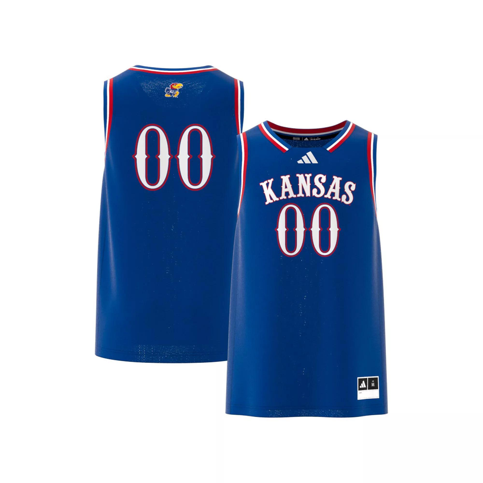 Men's adidas #00 Royal Kansas Jayhawks Swingman Jersey, Size: Small, Blue Product Image