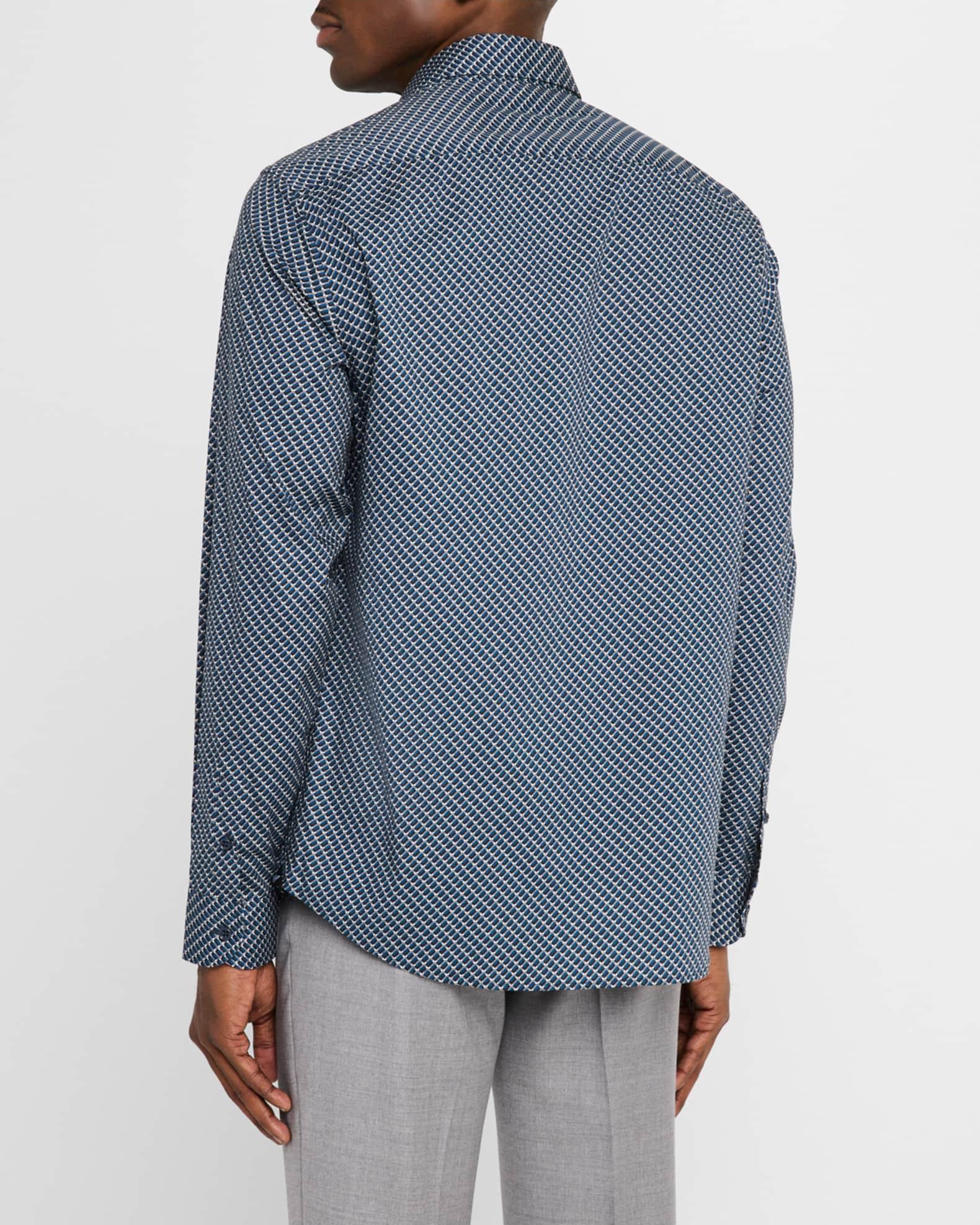 Men's Stretch Poplin Geometric Sport Shirt Product Image