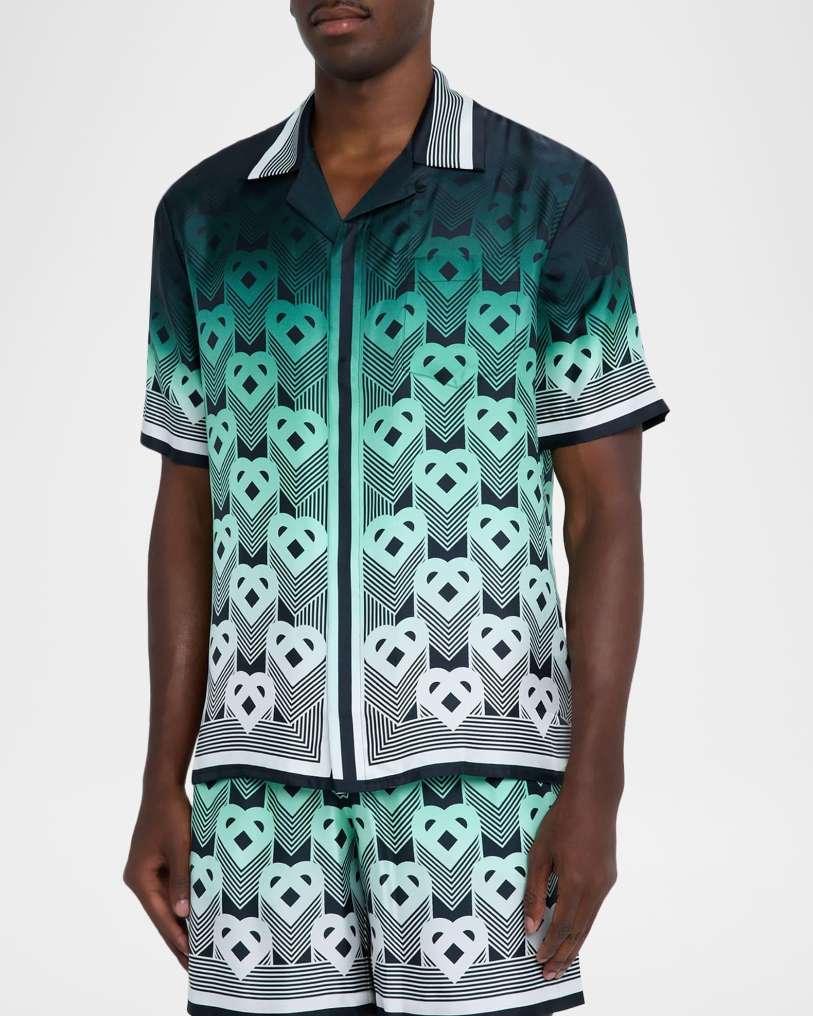 Men's Silk Heart Monogram Short-Sleeve Shirt Product Image