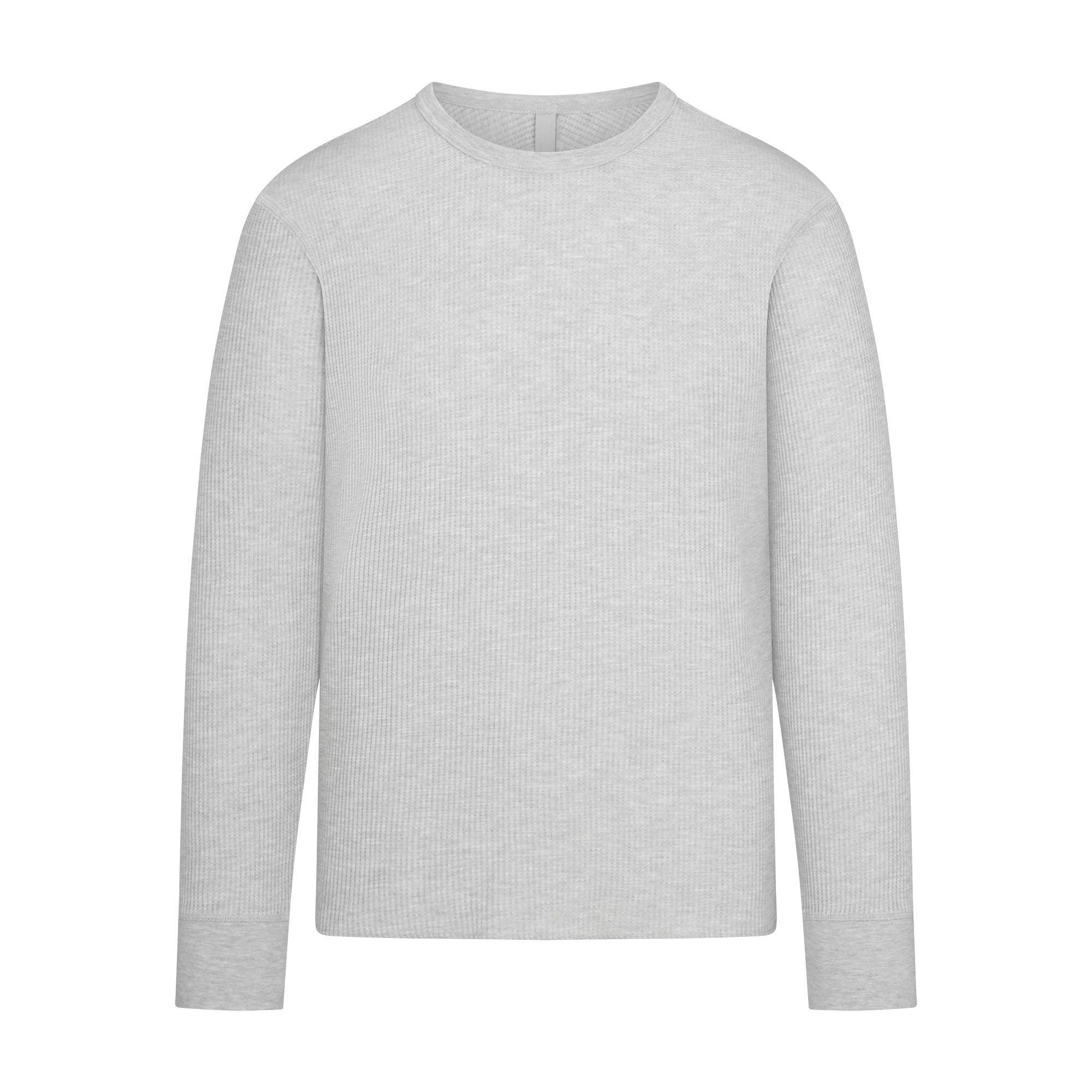 WAFFLE MENS LONG SLEEVE T-SHIRT | LIGHT HEATHER GREY Product Image