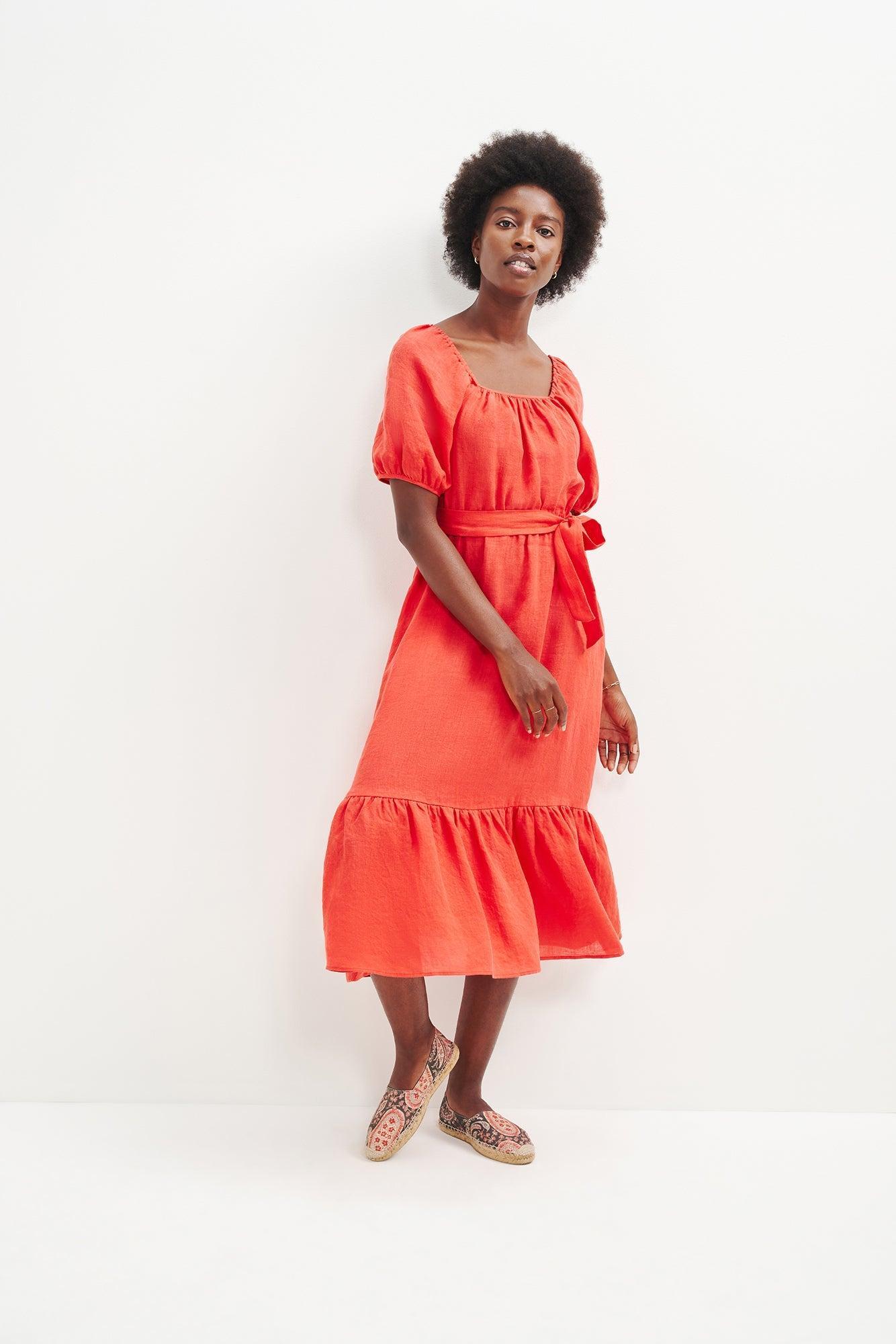 Michelle Linen Midi Dress - Eucalyptus - ReAmour Product Image