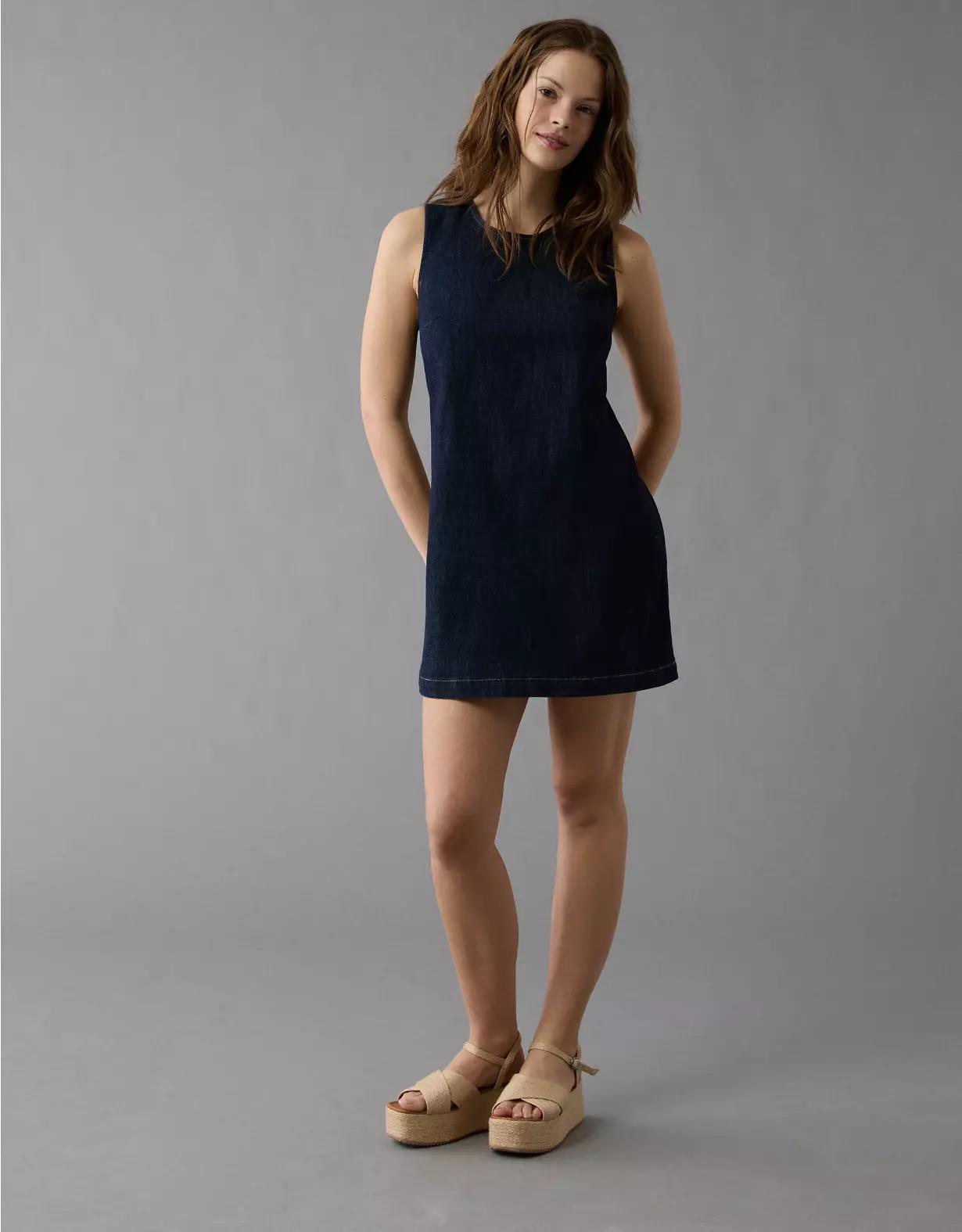 AE Denim Tie Back Mini Shift Dress Product Image